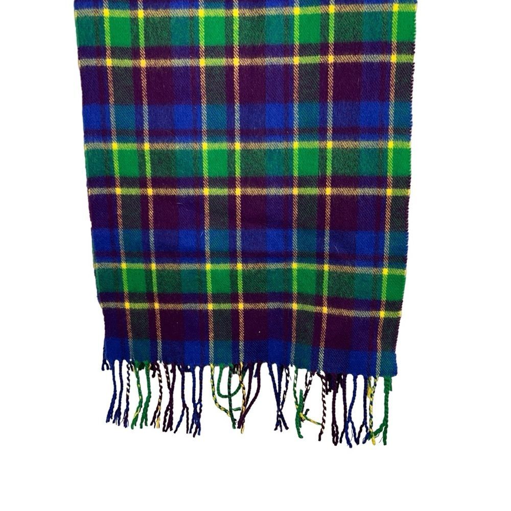 Manhattan Scarf Company Plaid Fringed Scarf Cashmere Feel Blue Green